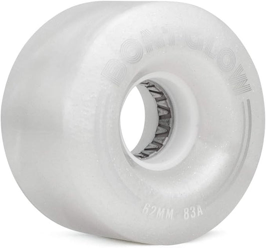 Bont Skates - Glow Light Up LED Quad Roller Skate Wheels - Recreational Street Outdoor Skating - 62x35mm 83A - Set of 4 Wheels (Pearl White)