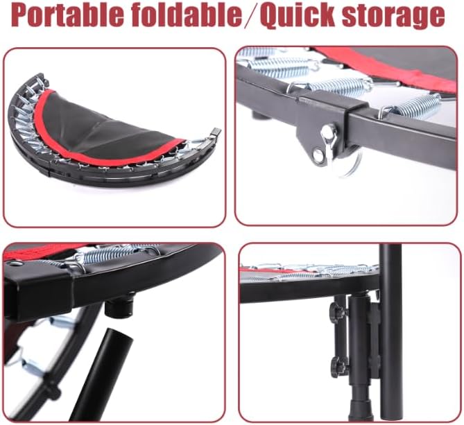 Rebounder Trampoline for Adults, 40"/50" Foldable Spring Fitness Trampoline - 450 lbs Capacity, Quiet & Stable Indoor/Outdoor Exercise Equipment for Cardio Workout