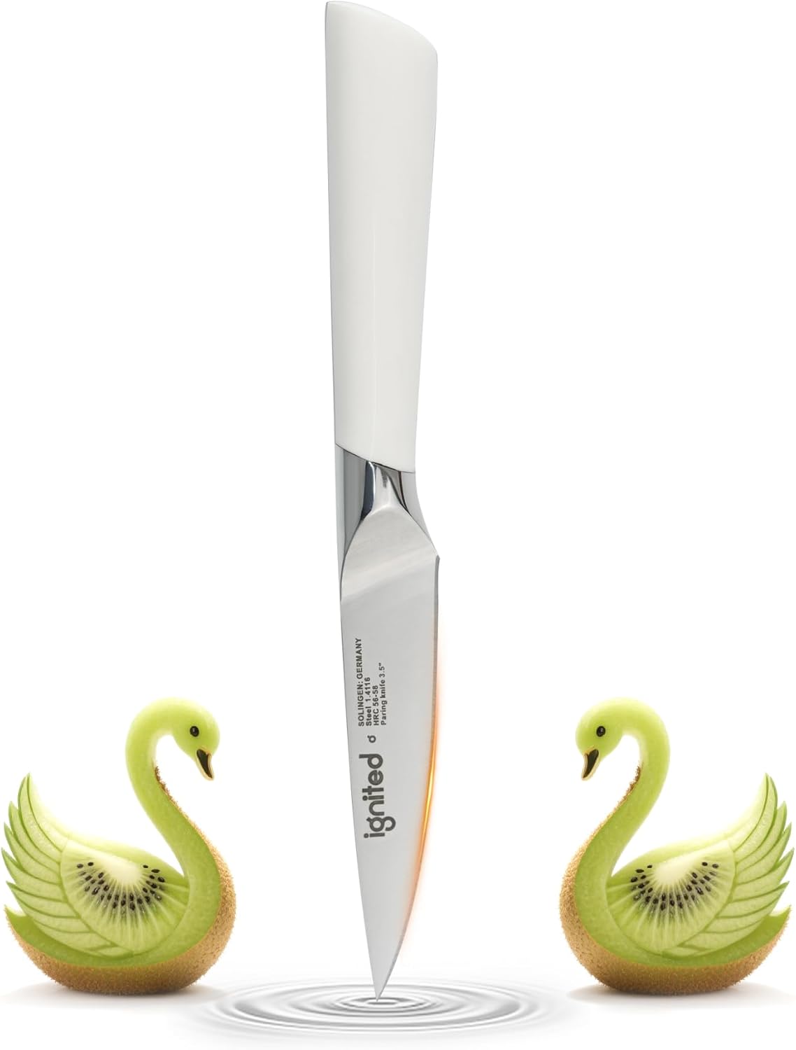 3.5 Inch Paring Knife – German Stainless Steel, Ergonomic Ivory White Handle, Minimalist Small Kitchen Knife for Peeling & Cutting, Ideal Gift for Chefs, Cooks