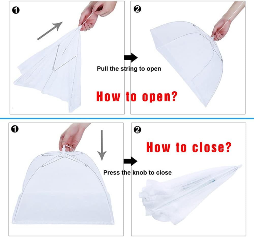 Food Covers for Outside Mesh,2 Pack 40"X24" + 2 Pack 17"X17" Extra Large Pop Up Mesh Food Tent Net Umbrella Food Covers for Outdoors Picnic Party BBQ Supplies,Food Nets for Outdoors