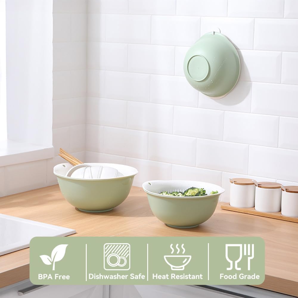 Colander Bowl Set of 2, Nesting Large Capacity Plastic Food Strainer for Pasta, Vegetables and Fruits Washing Draining Basket, Space Saving, BPA Free