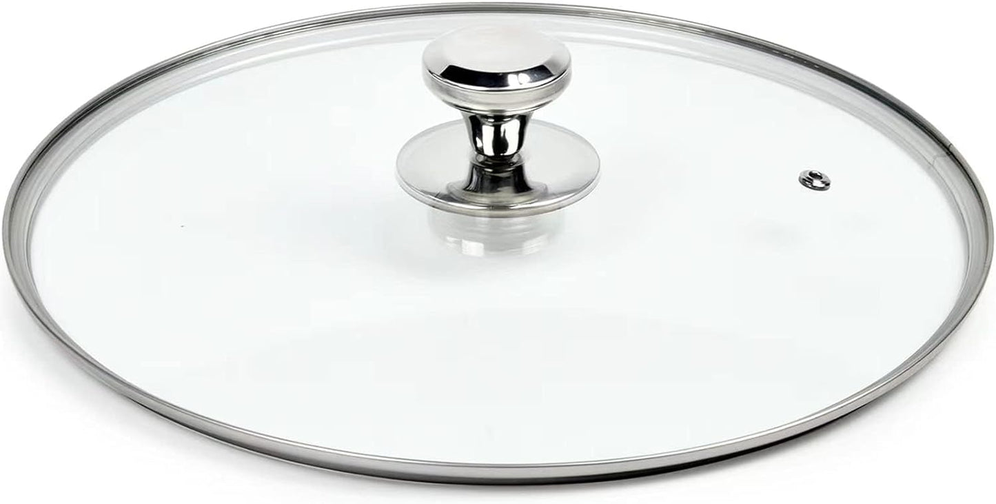 13 In Glass Lid for Frying Pan, Tempered Replacement Cover Compatible with All 13 inches Cookware for Skillets, Round Cast Iron, Cast Aluminium, Stainless Steel Pans &Pots