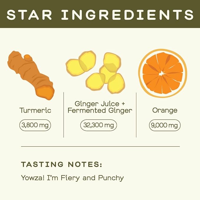 Greenhouse Juice Organic Fiery Ginger Wellness Shot Box Multipack 1.26L Ginger, Turmeric, Lemon, Black Pepper & Oregano | Immunity Wellness + Antiflammatory (Bag-in-Box Dispenser 2 Pack, Fiery Ginger)