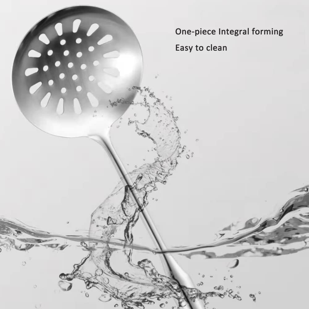 304 18/10 Stainless Steel Kitchen Utensils Set 9 Pcs Long Cooking Utensil, Spatula, Soup spoon, Leaking shovel, Ladle, Tunner, Pasta Server, Meat Fork Kitchen Tools Set (9 Pieces Set)