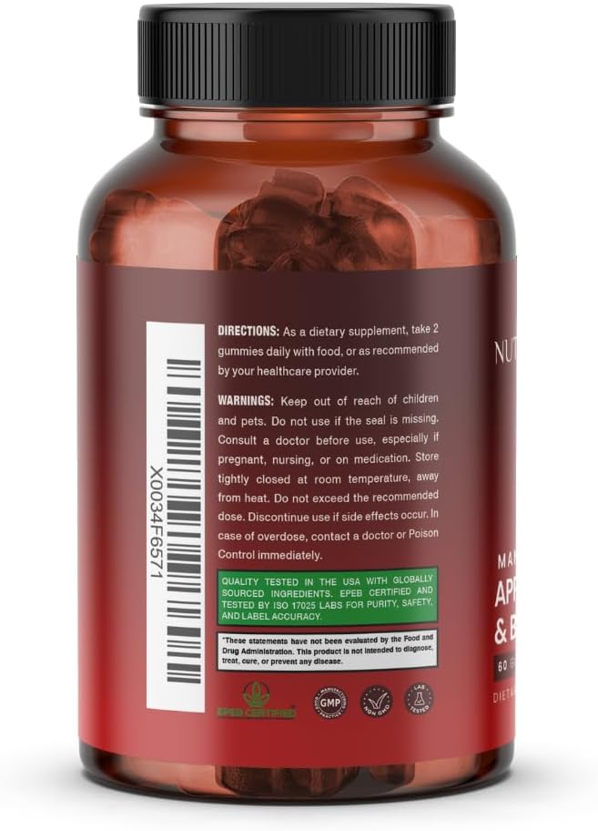 Nutriissa - Apple Cider Vinegar + Black Seed Oil + Elder Berry + Manuka Honey Gummies – Cold-Pressed Cumin Seed Nigella Sativa – EPEB Certified for Purity & Potency – 60 Orange Flavored Gummies