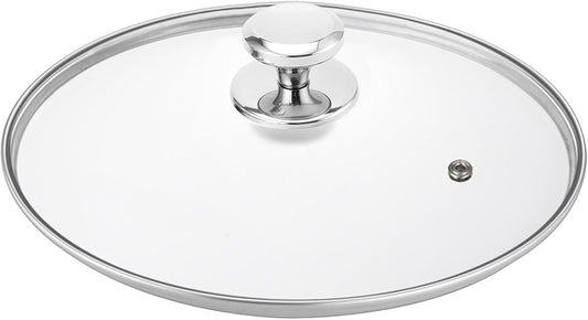 Glass Lid for 10.25 Inch Stainless Steel Cast Iron Skillets Frying Pans, 26cm Tempered Lids for Dutch Ovens, 10.25 In Pan Cover with Stainless Steel Rim for Stock Pots, Dishwasher Safe