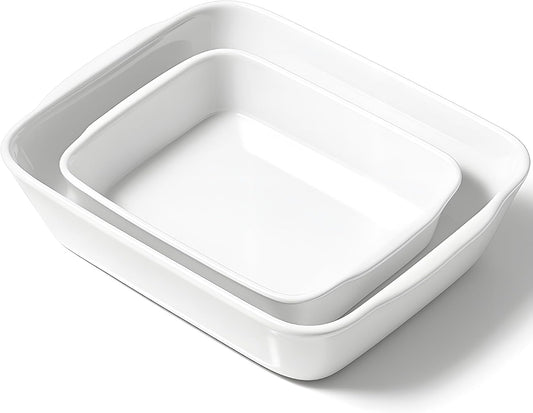 Casserole Dish Set for 2,Ceramic Baking Pan, Ceramic Baking Dish, Bakeware for Baking, Kitchen Decor, Microwave Oven Safe,Kitchen Decor (1.2QT/3QT)