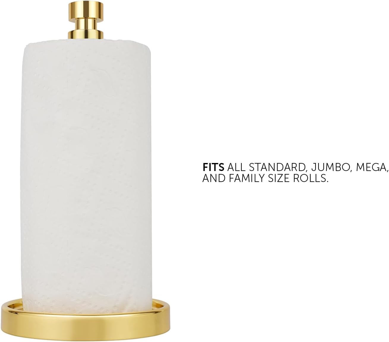 Ivilon Paper Towel Holder Stand - Steady and Easy Tear - Fits All Paper Towel Rolls - Gold Polished