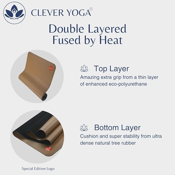 Clever Yoga Liquid Balance Thick Yoga Mat - Pro Exercise Yoga Mat with Non-Slip Surface for Home Gym, Earth-Friendly & Recyclable Pilates and Workout Pad Women & Men, 4.5 mm
