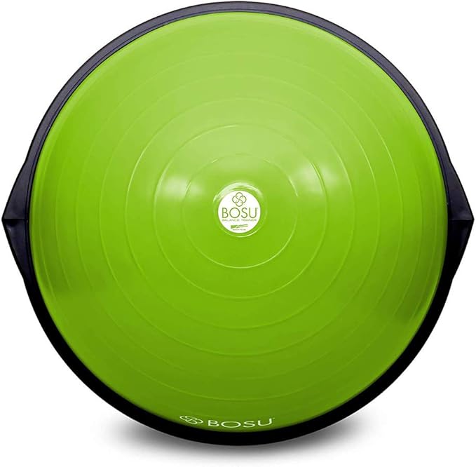 Bosu Balance Ball Exercise Trainer, Home Gym Equipment w/ Guided Workouts & Pump, 26", Blue - Inflatable Fitness Platform for Strength Training, Standing, Balancing, and Core Workout