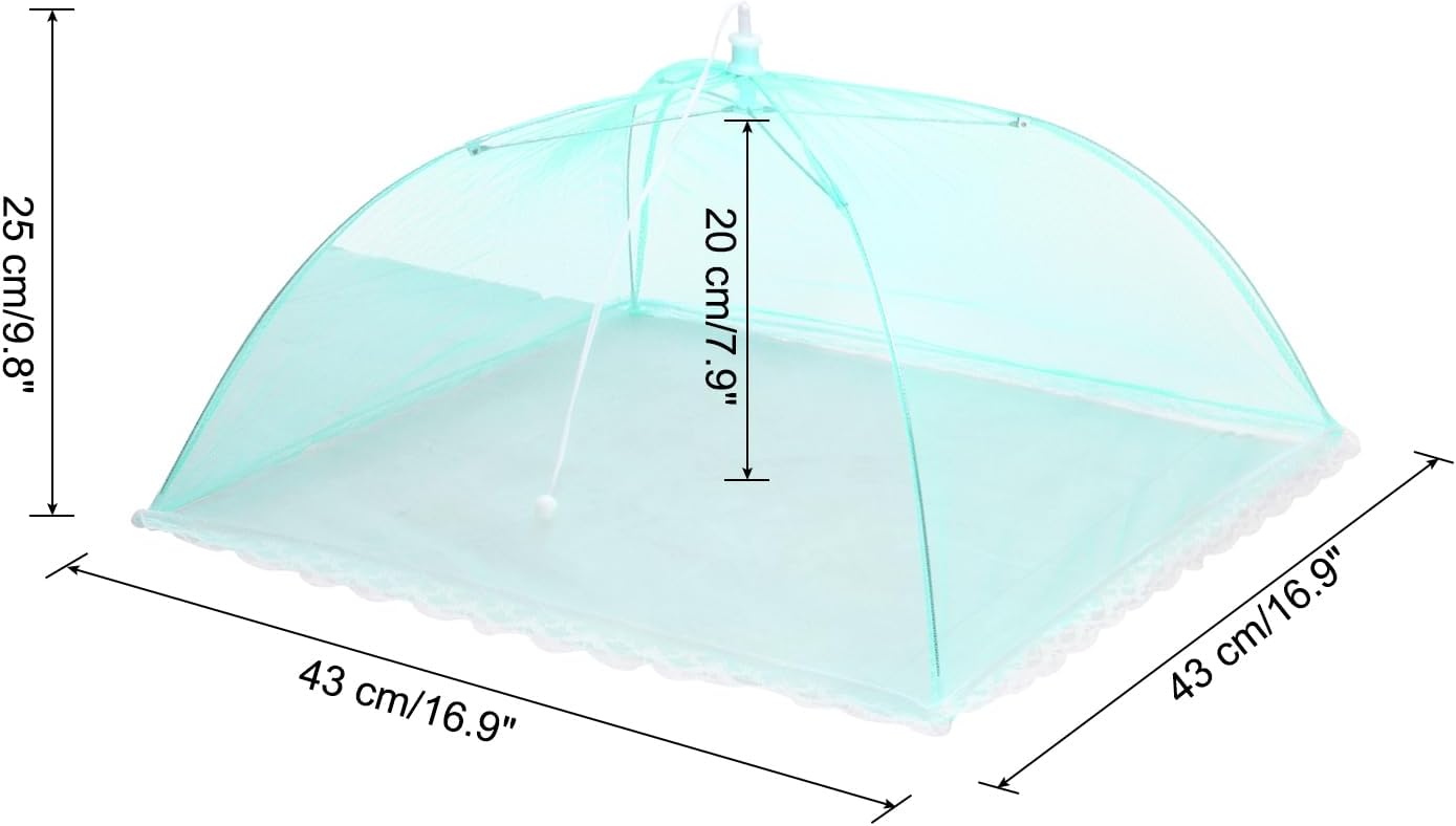 uxcell 3 Pcs Large and Tall Food Covers 17" Mesh Food Covers for Outdoors Collapsible Food Protector Covers Tent for Parties Outdoor Picnics BBQs, Light Green