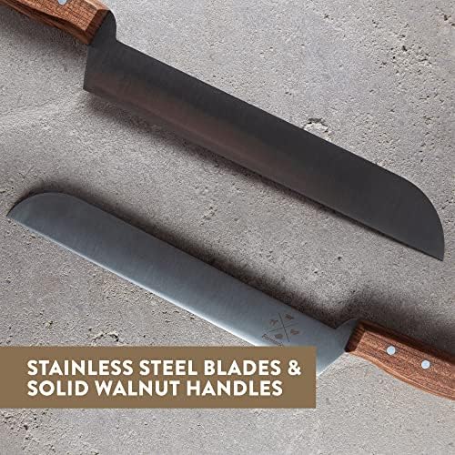 Formaticum - Professional Cheese Knife - 8" x 1.25" Firm & Hard Cheese Slicer, Rust-Proof Stainless Steel Blade with Solid Walnut Handle, Great Cheese Charcuterie Accessories - Handmade in Italy
