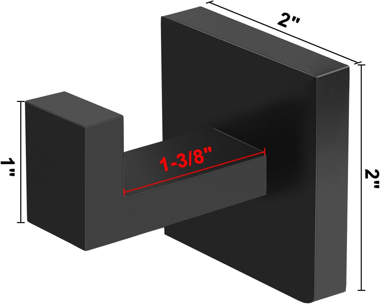 IBosins 4 Pack Towel Hooks Hand Towel Holder for Bathroom Wall Livingroom Bedroom Kitchen Closet Heavy Duty Stainless Steel Hook Hanger for Robe, Bath Towel, Coat (Square Matte Black)