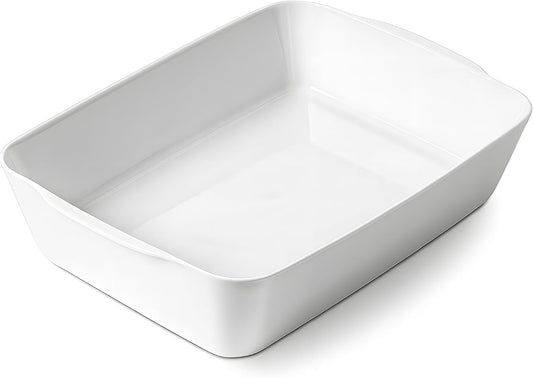 4.2 QT Deep Ceramic Baking Dish, White Casserole Dish, Lasagna Pan for Oven, Ceramic Baking Pan, Kitchen Decor, Microwave Oven Safe, Dinner, Wedding (10" x 13.9")