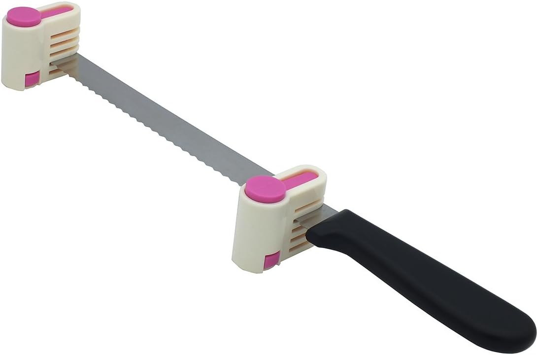 2PCS DIY Cake Slicer, Stratification Auxiliary, Bread Slice, Toast Cut, 5 Layers Leveler Slicer, Kitchen Fixator Tool (2, Rose Red)