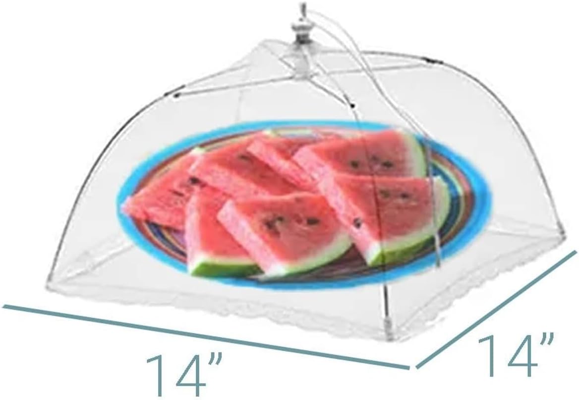Simply Genius Pop-Up Outdoor Food Covers to Keep Bugs Away - 14 x 14 in, 4 Pack, White - Mesh Food Covers for Picnic & BBQ - Portable Nets for Outside