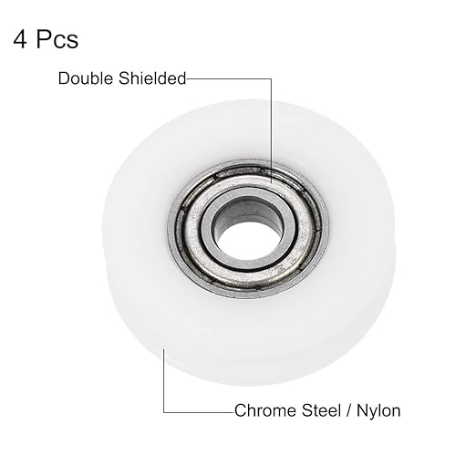 uxcell U Groove Guide Pulley Rail Ball Bearings 6x27x7mm Double Metal Shielded (GCr15) Chrome Steel Bearings Roller Guide Wheel 4pcs