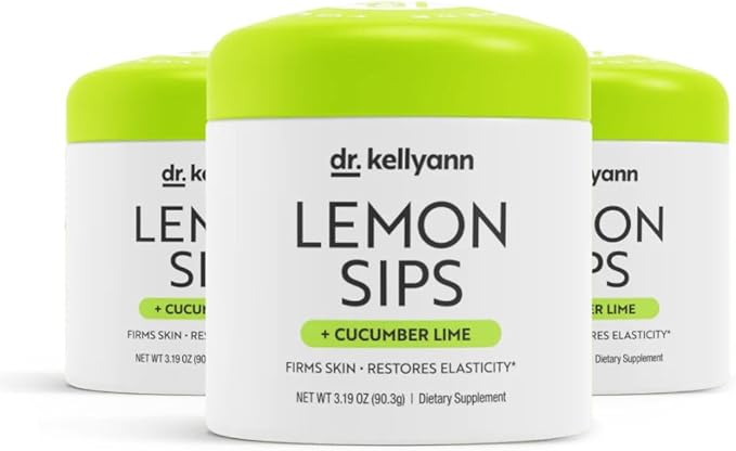 Dr. Kellyann Lemon Sips Citrus Drink Mix (21 Servings) – Cucumber Lime Flavor, Sugar-Free Detox, Hydrates & Firms Skin, 1 Pack