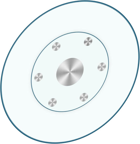 36-Inch Lazy Susan Turntable for Dining Table, Tempered Glass, 360° Rotation, Anti-Tip Design with 6 Rotating Wheels, Perfect for Parties, Weddings, and Family Dinners (36 inch)