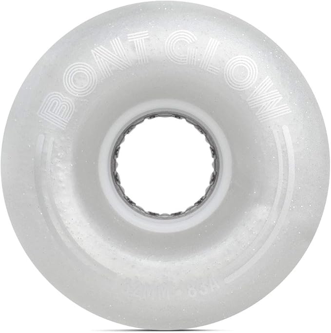 Bont Skates - Glow Light Up LED Quad Roller Skate Wheels - Recreational Street Outdoor Skating - 62x35mm 83A - Set of 4 Wheels (Pearl White)