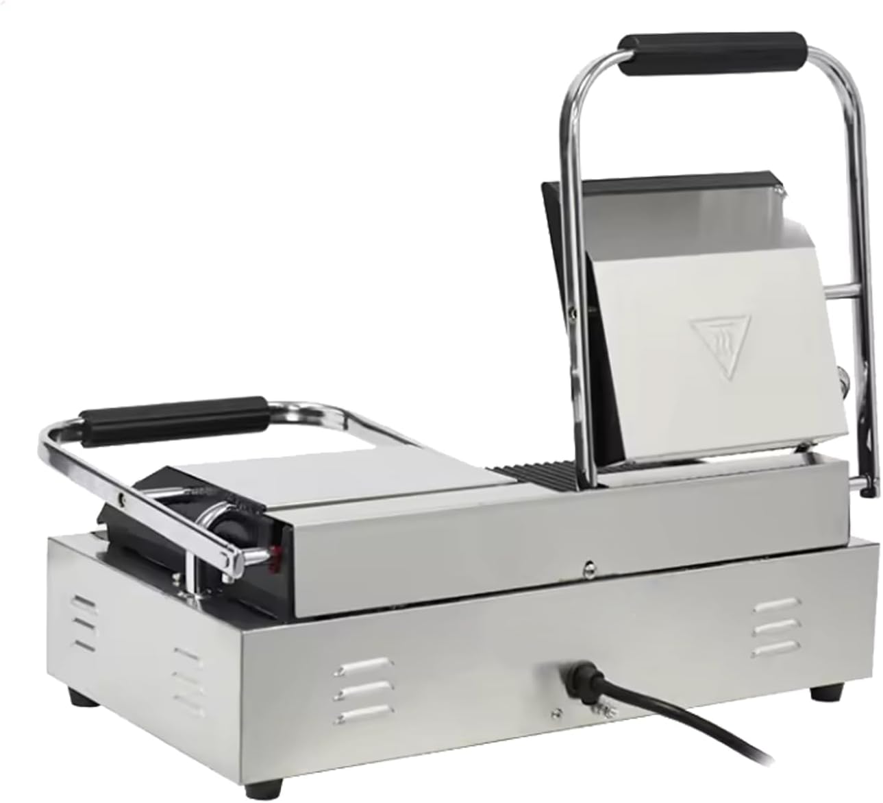 Commercial Panini Press With Grooved Grill Sandwich Maker Machine Electric Contact Grill Single (Double Grooved Top&Bottom)