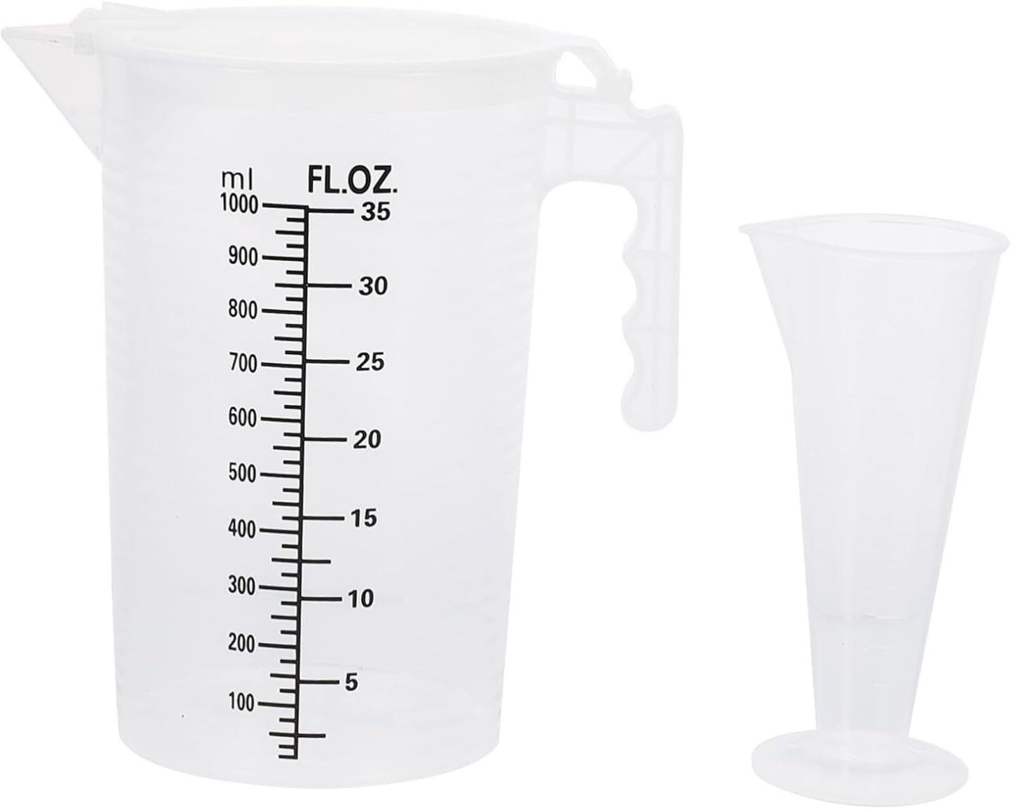 iplusmile 2Pcs Plastic Measuring Cups with Lids Liquid Measuring Jug Set 6.88X6.69X4.52 Inches Kitchen Tools for Motor Oil and Cooking