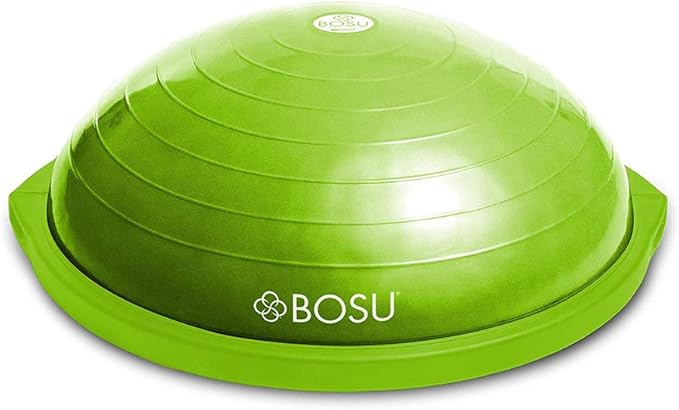 Bosu Balance Ball Exercise Trainer, Home Gym Equipment w/ Guided Workouts & Pump, 26", Blue - Inflatable Fitness Platform for Strength Training, Standing, Balancing, and Core Workout