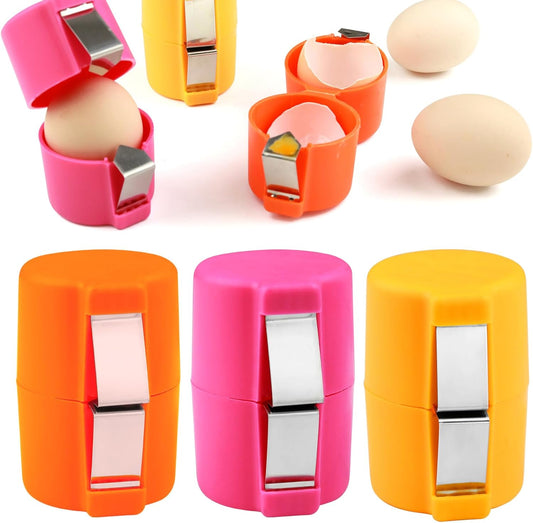 3 Pcs Egg Shell Opener,2025 Upgrades eggshell opener Egg Cracker Tool for Raw Eggs, Portable Handheld Egg Peeler Multifunctional Egg Separators-Pink Orange Yellow