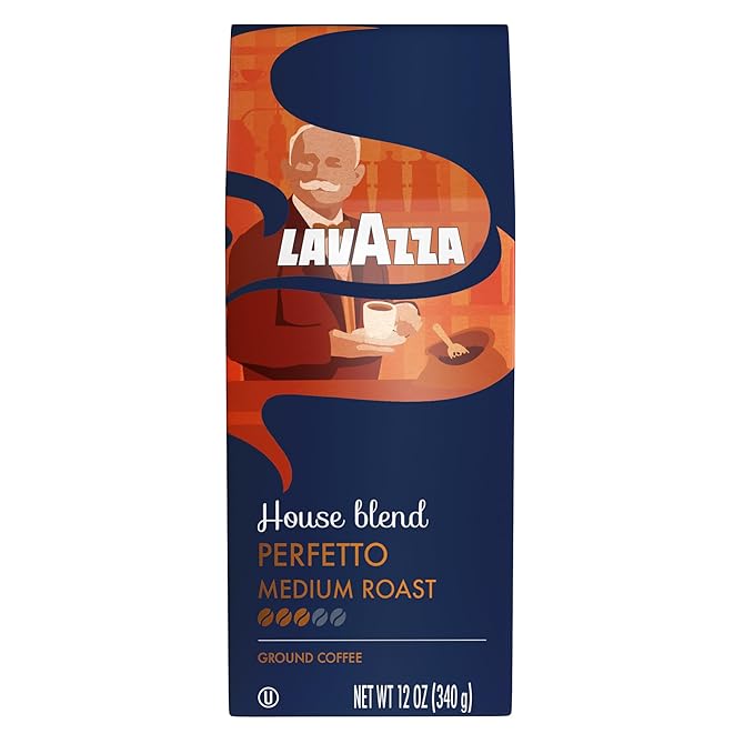 Lavazza House Blend Perfetto Ground Coffee 12oz Bag, Medium Roast, Full-bodied, Intensity 3/5, 100% Arabica, Ideal for Drip Brewers, (Pack of 1) - Package May Vary
