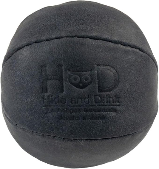 Hide & Drink, Stress Ball, Relieve Fidgeting and Anxiety, Exercise Hand, Squishy Tension Accessory, Great for The Office, Classic Style, Full Grain Leather, Handmade, Charcoal Black
