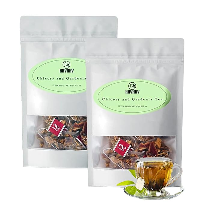 Detoxifying tea, Nature Chicory & Gardenia Herbal Tea -Herbal detox for weight management, metabolism, bloating, and healthy blood sugar maintenance, Natural Sugar-Free Herbal Tea (2pcs)