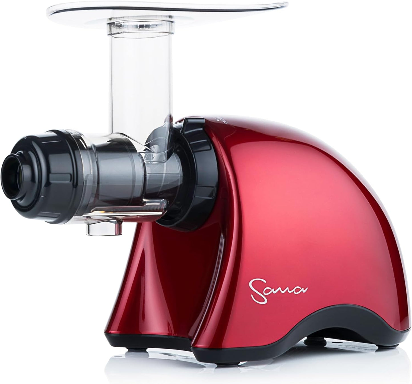 Cold Press SANA 707 Classic Horizontal Single Auger Slow/Low Speed Juicer | Easy Clean, Powerful Motor, Auto Feed, Compact, Celery Attachment, Frozen Desserts, Pasta Extrusion, 15 Year Warranty, Red