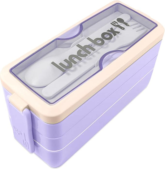 Iteryn Bento Box Lunch Box, 3 Layers Stackable Lunch Containers with Compartments - Leakproof Meal Prep Containers
