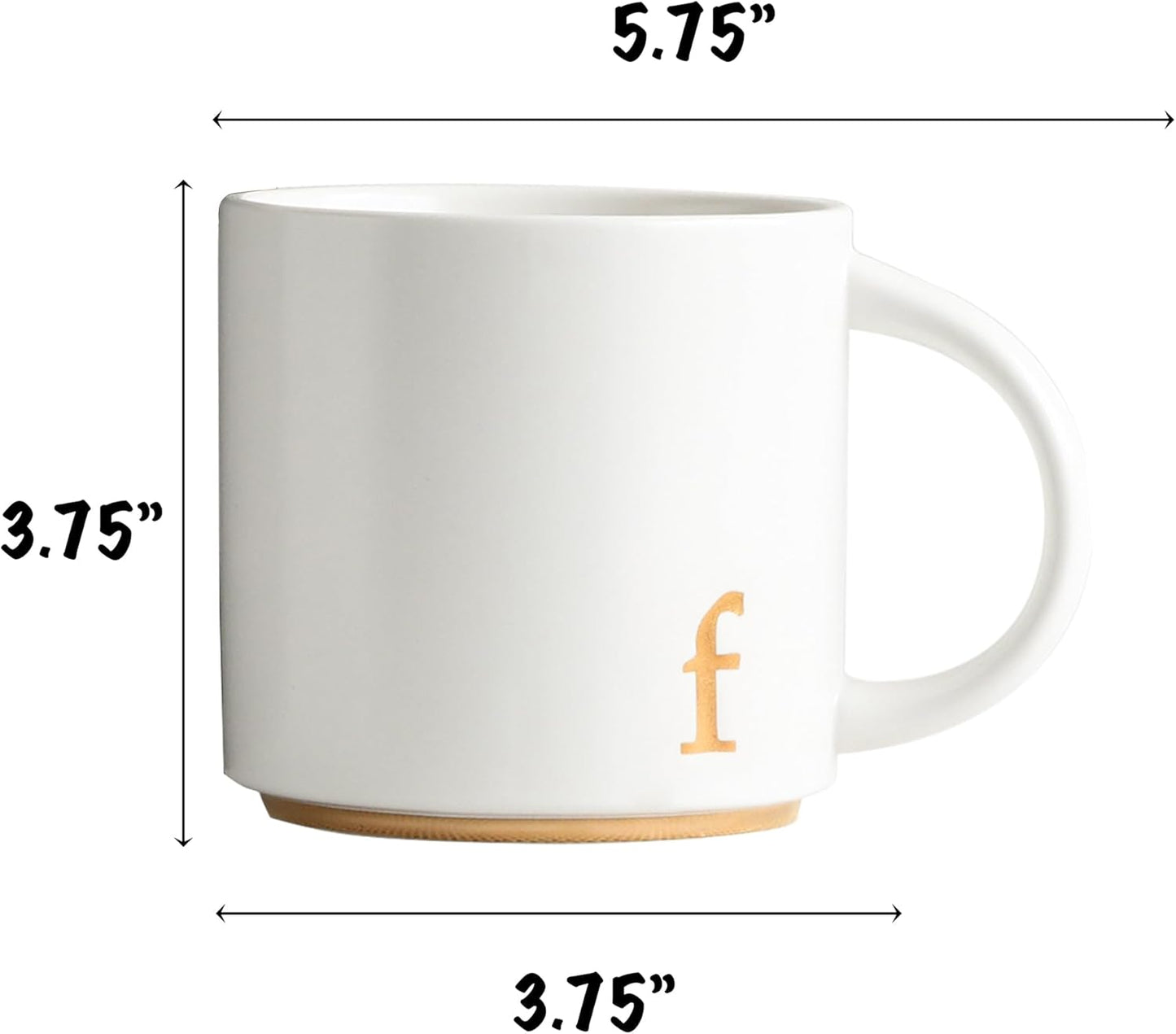 COLLECTIVE HOME - Monogram Ceramic Mugs, 15 oz Golden Initial Coffee Cups, Elegant Alphabet Tea Mugs, Elegant Personalized Mug with Gift Box, Luxurious Cups for Office and Home (f)