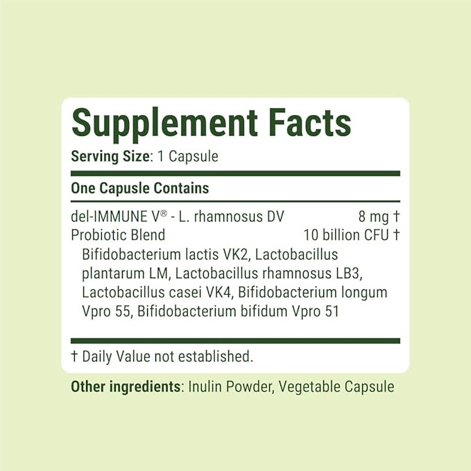 Del-Immune V® + Delpro Probiotic & Prebiotic Blend by Stellar Biotics - Promotes Optimal Gut Health, Digestion, Immune Support & Mood (120 Capsules)