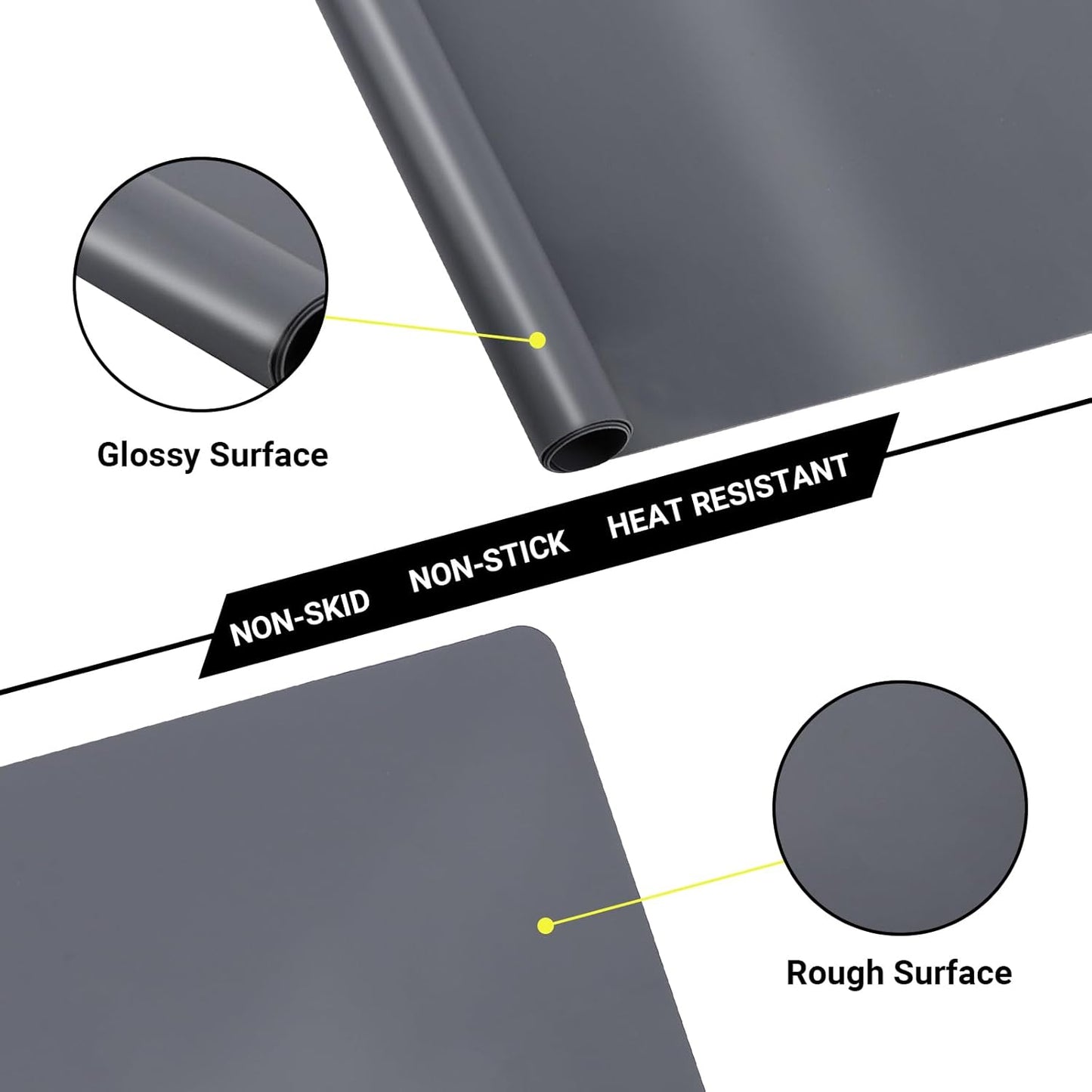 Gartful Oversize Silicone Mat for Craft, 27.6X 19.7 inches Silicone Sheet for Resin Jewelry Casting Mat Pad Countertop Protector, Nonstick Table Placemat, Dark Gray & Translucent, Pack of 2