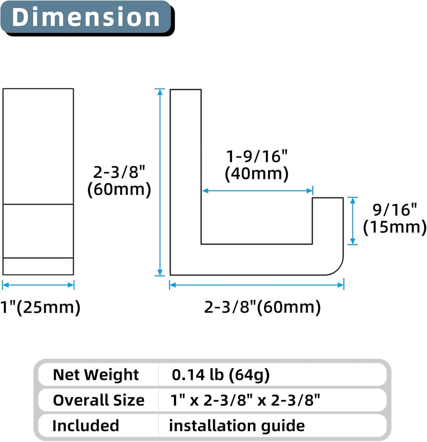 Angle Simple Bathroom Towel Hooks, SUS 304 Stainless Steel Compact Robe Coat Hooks for Wall, Brushed Nickel, 2 Pack