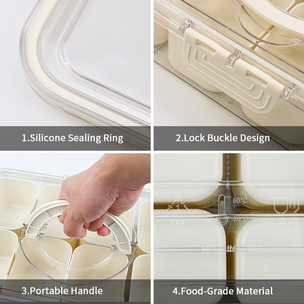 Fruit Storage Containers for Fridge, Fridge Organizer Snackle Box Container, Fruit Containers for Fridge, 4 Compartments Fruit & Vegetable Organizer