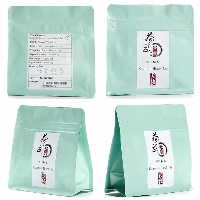 ChaWuWarmSun [B] Keemun KongFu Black Tea,6oz/170g,Kong Fu Tea Loose Leaf,Chinese QiMen HongCha
