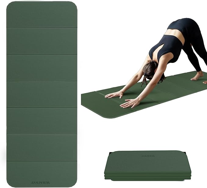 Foldable Yoga Mat 12mm Extra Thick Joint Protection,Portable Design for Travel/Pilates/Board/Camping,Environmental Sports Mat Non-Slip Gym Mat,Odorless POE Material