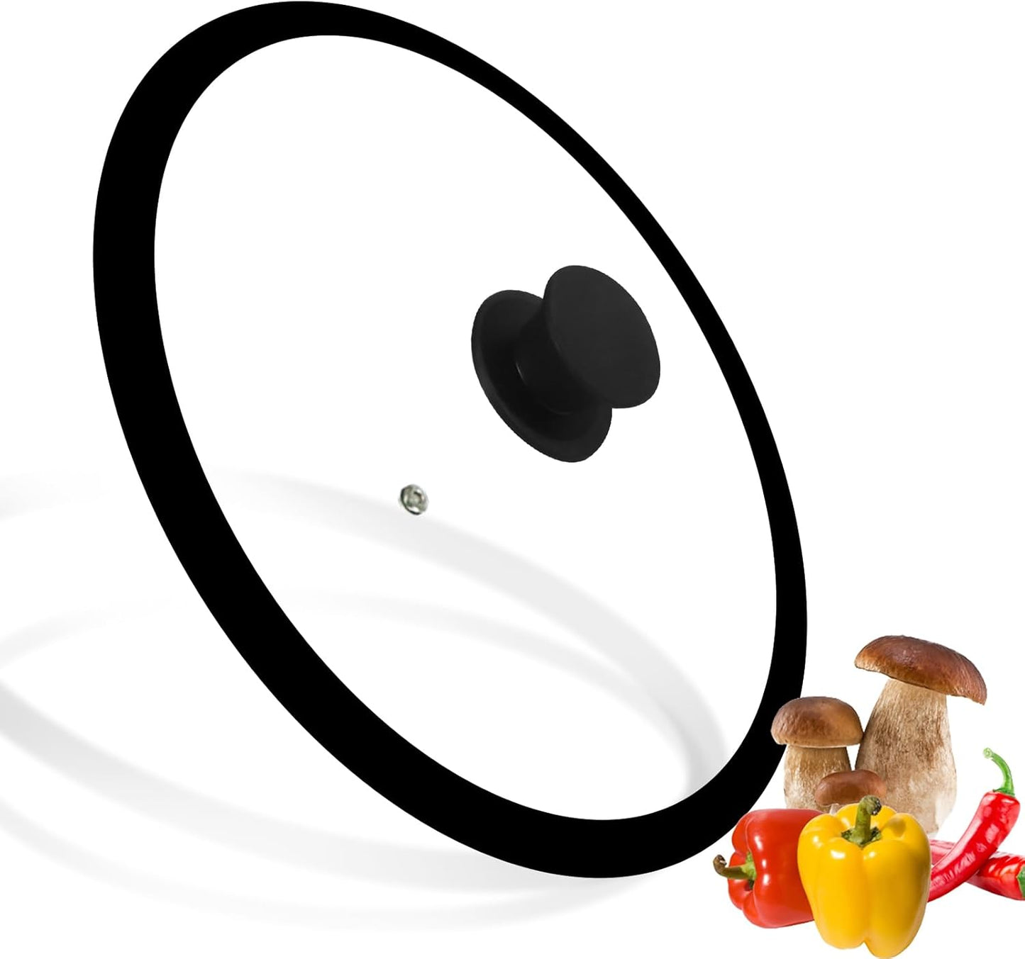 11 inch Tempered Glass Lid for Pots, Frying Pans and Skillets, Silicone-Edged Rim Replacement Cover with Silicone Knob Handle, Dishwasher Safe