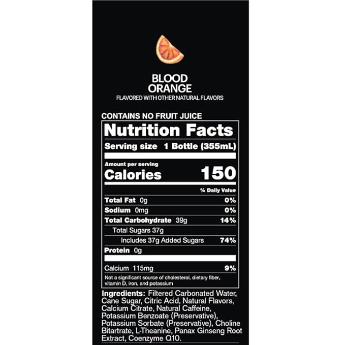 UPTIME Energy Drink, Blood Orange Cane Sugar, 12 Pack, Vitamin C, L Theanine, Calcium, Energy Drinks for Focus Support, 142mg of Natural Caffeine per Serving, Clean, Natural, Non GMO, 12 fl oz Cans