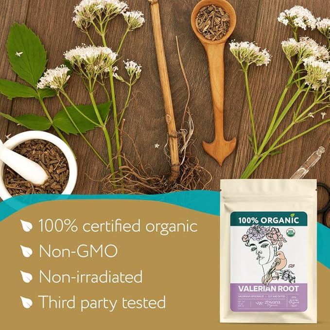Organic Valerian Root Tea (4oz.) - Te De Valeriana Organica Para Dormir y Ansiedad - Valerian Tea - Valarian Roots Herb to Support Sleep, Healthy Stress Response, Relax Muscles