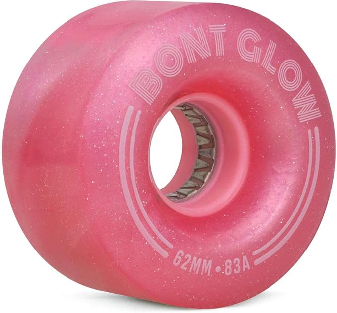 Bont Skates - Glow Light Up LED Quad Roller Skate Wheels - Recreational Street Outdoor Skating - 62x35mm 83A - Set of 4 wheels (Cherry Blossom Pink)
