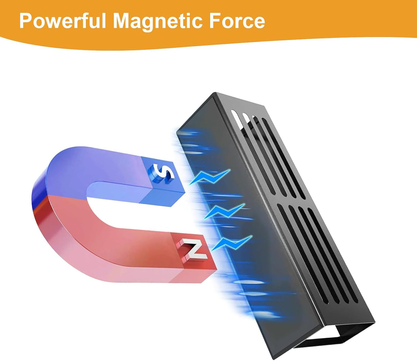 4 Pack Magnetic Spice Rack for Refrigerator,Metal Magnetic Shelf Black with Hook,Magnetic Knife Rack,4 Hooks,Space Saving for Home,Kitchen