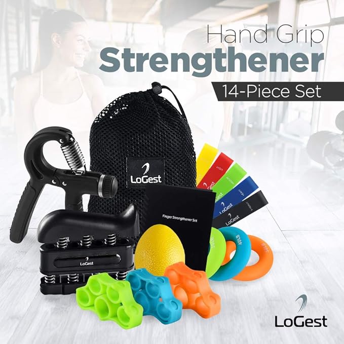 Hand Grip Strengthener Set Forearm Adjustable Resistance Hand Gripper, Finger Exerciser, Finger Stretchers, Grip Rings Hand Exerciser, Stress Relief