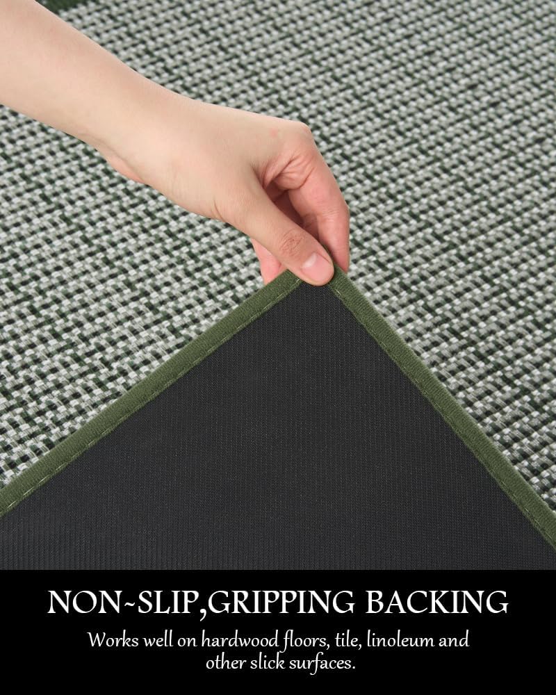 PADOOR Kitchen Mats for Floor, Kitchen Rugs Non Slip Washable, Rubber Backed Kitchen Runner Super Absorbent Kitchen Floor Mat Sink Rug, 20"x32" Green