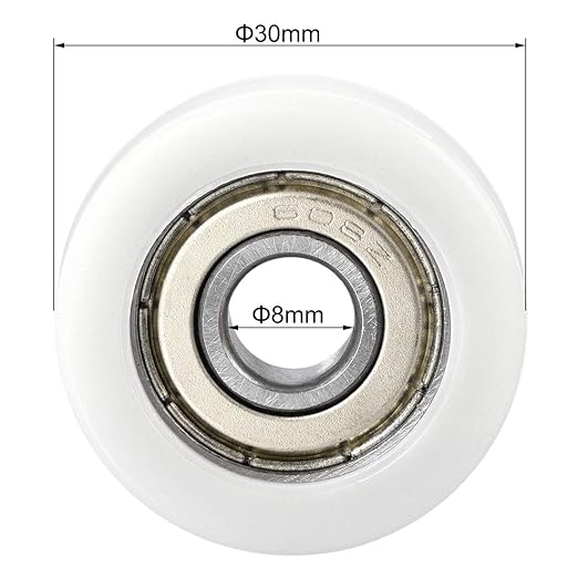 uxcell 608ZZ Ball Bearing Guide Pulley Roller Round Wheel 8x30x10mm Double Metal Shielded (GCr15) Chrome Steel Bearings 4pcs