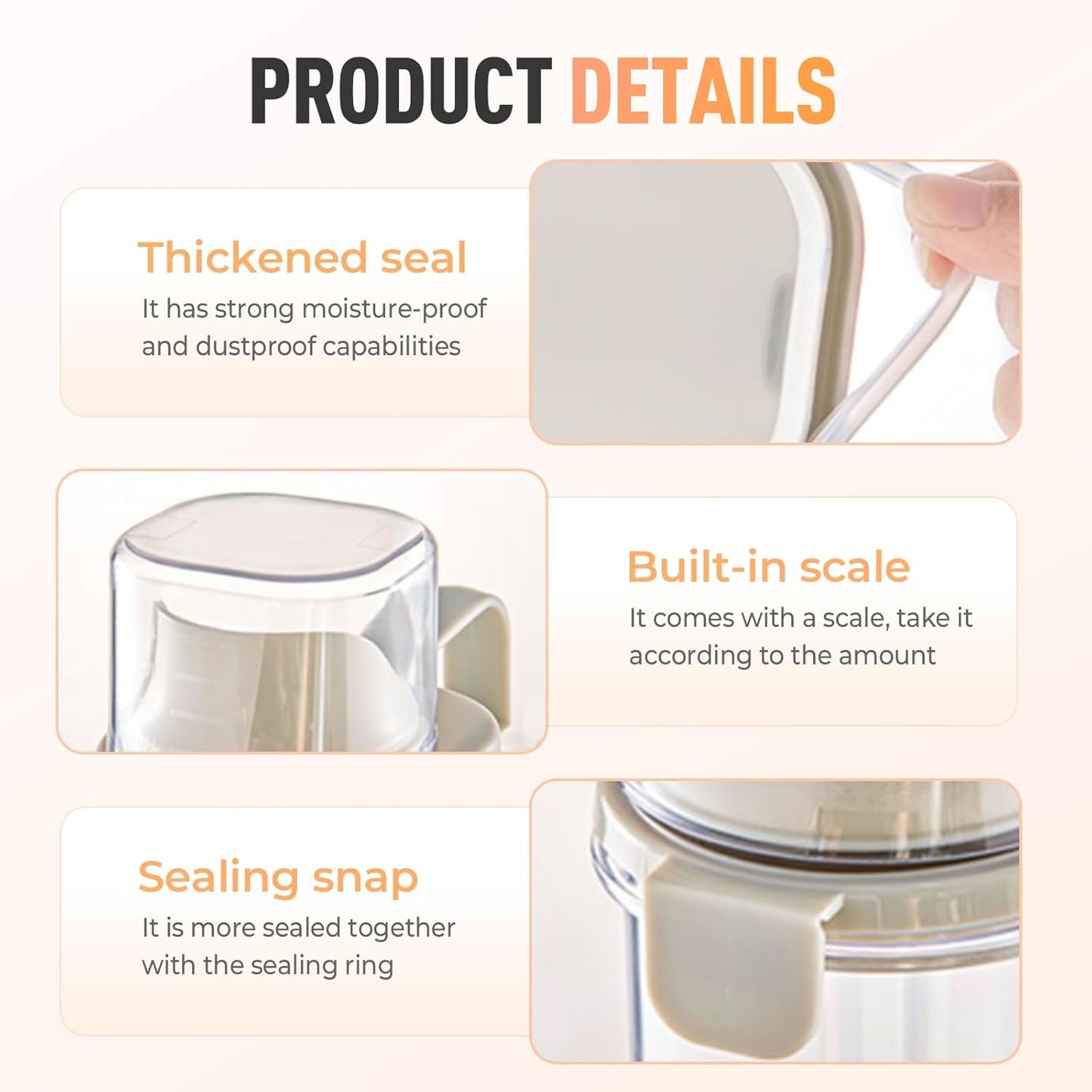 Clear Airtight Food Storage Containers, Transparent Cereal Dry Food Storage with Pouring Spout, for Flour, Sugar and Cereal (68oz Blue)