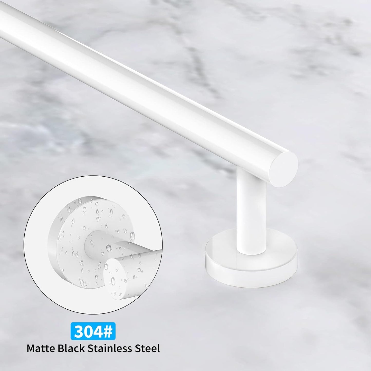 Cilee 2 Pieces White Bathroom Towel Bar, 24 Inch Double Towel Racks,Bathroom Towel Holder Towel Hanger for Bathroom Stainless Steel Wall Mount